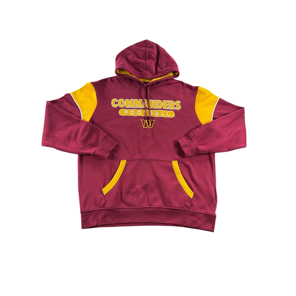 CSA Washington Commanders NFL Football Hoodie Men Large Burgundy Gold Colorblock